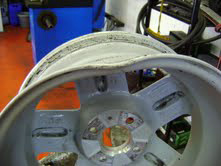 Damaged alloy wheel